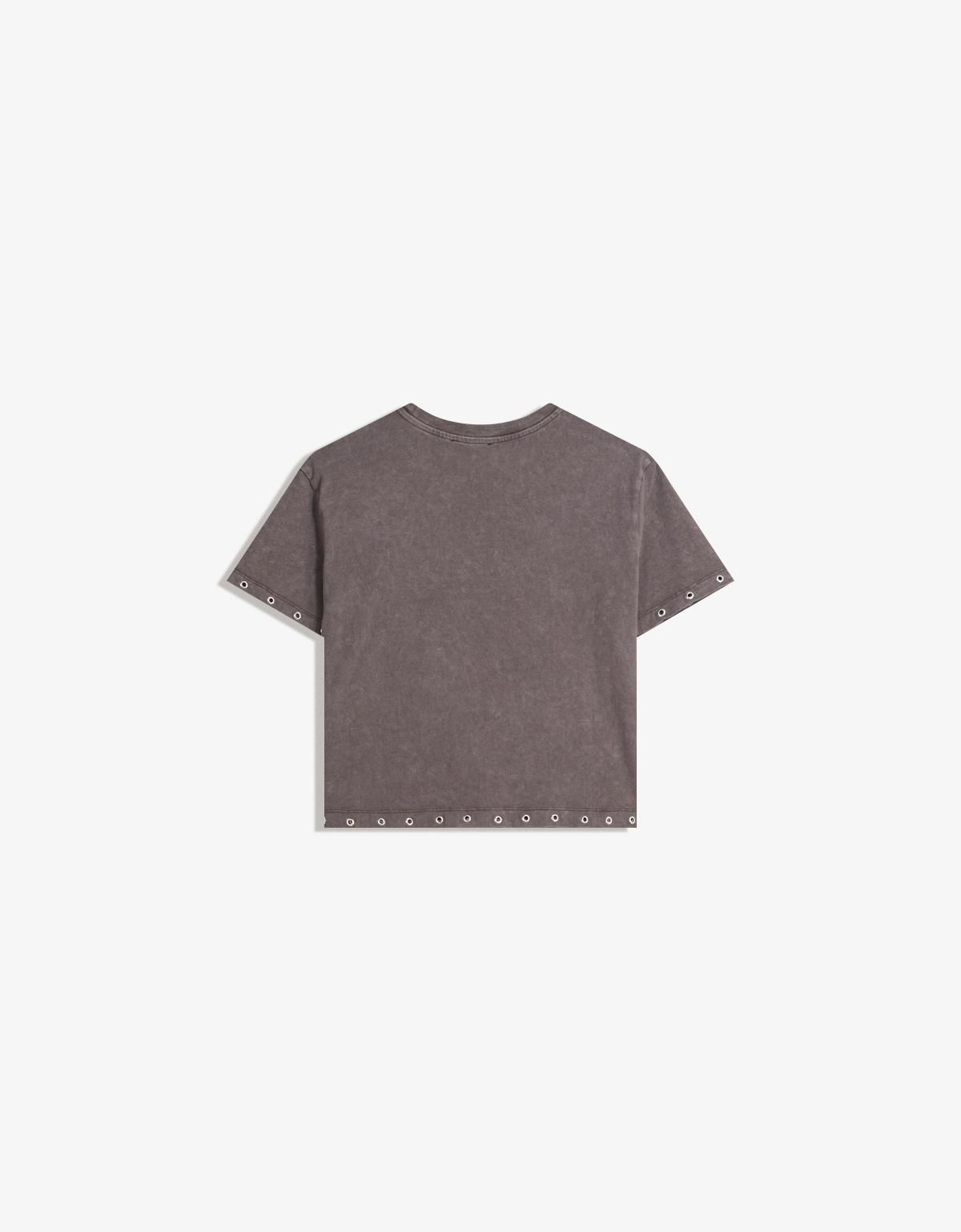 버쉬카 아일렛 디테일 크롭 반팔 티셔츠 7623/173 BROWN - 상세 이미지 3