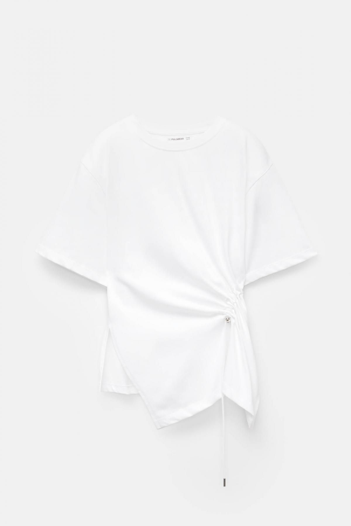 풀앤베어 테크니컬 셔링 반팔 티셔츠 7151/318 WHITE - 메인 이미지