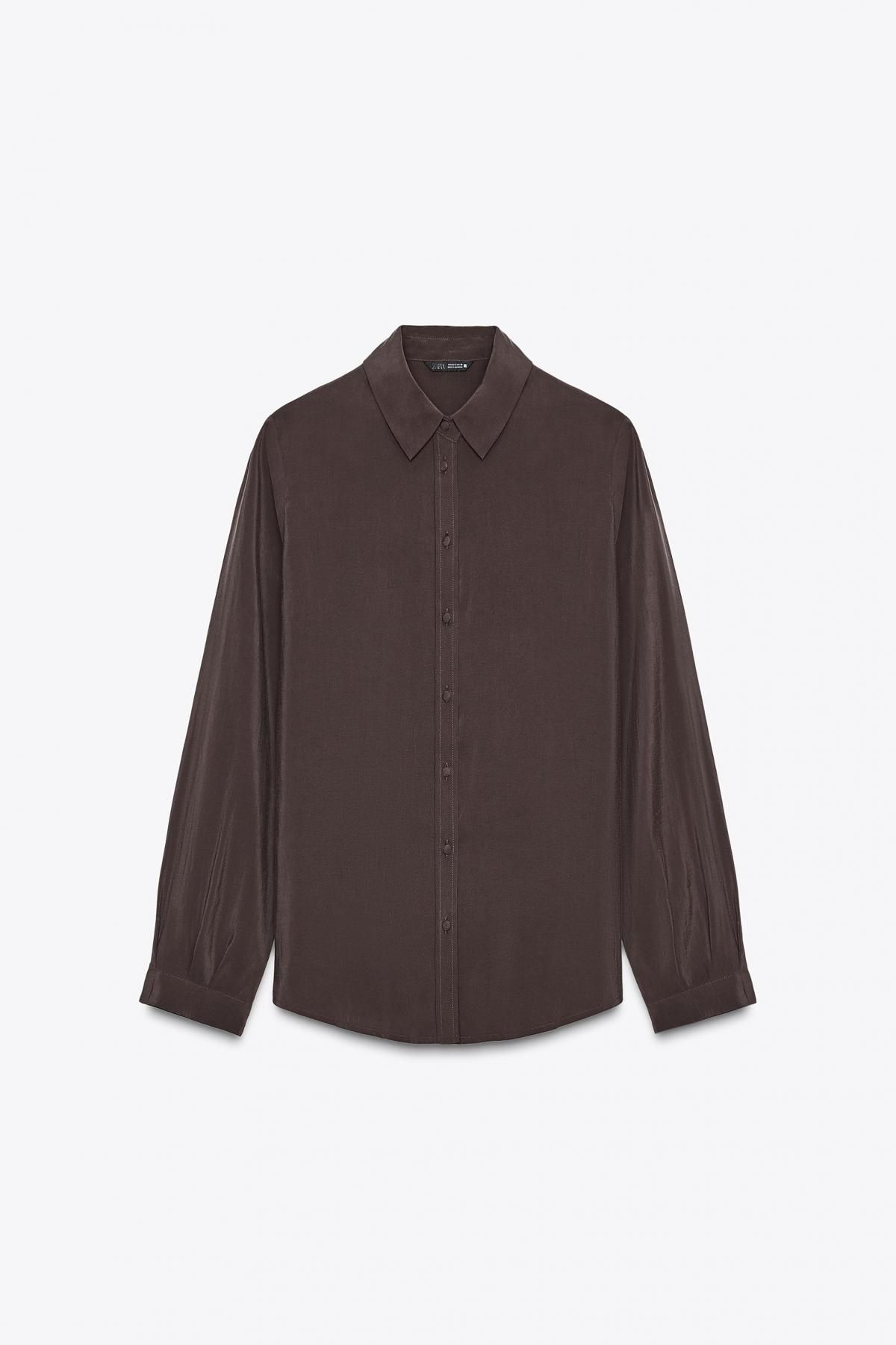 자라 소프트터치 플루이드 긴팔 셔츠 2157/231 BROWN - 메인 이미지