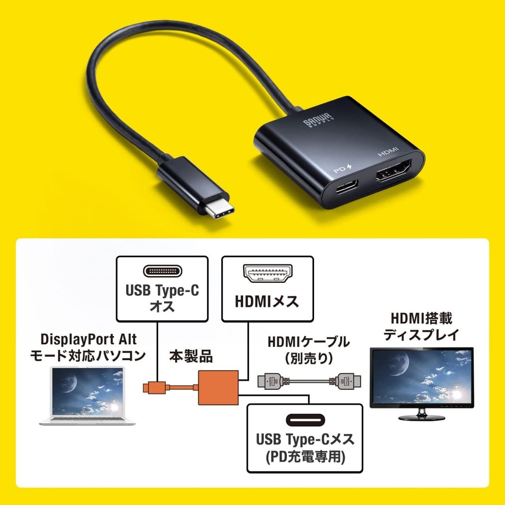 산와 서플라이 USB-C HDMI 4K 어댑터 - 상세 이미지 3