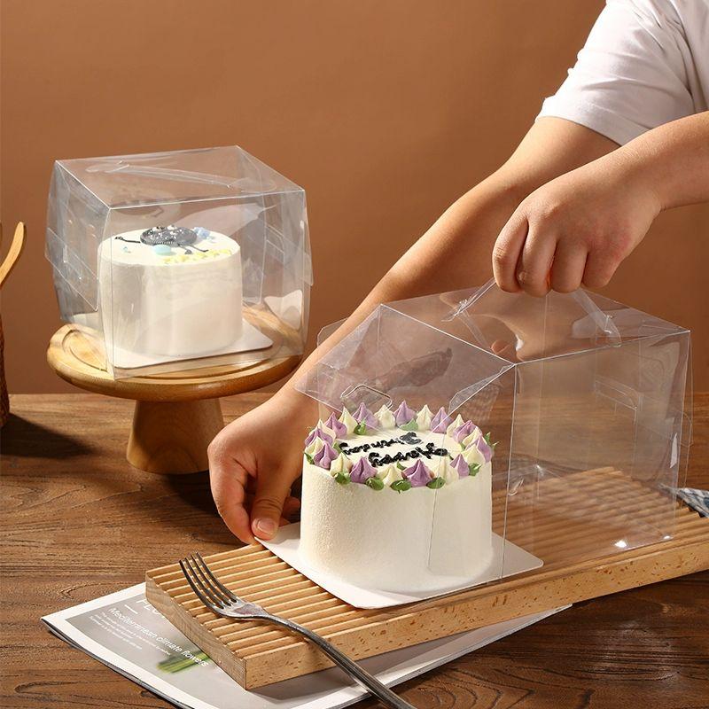 투명케이크상자 케이크상자 케익상자 롤케이크 컵케이크 답례품 13x13x11cm 바닥 받침 포함 50세트 - 상세 이미지 2