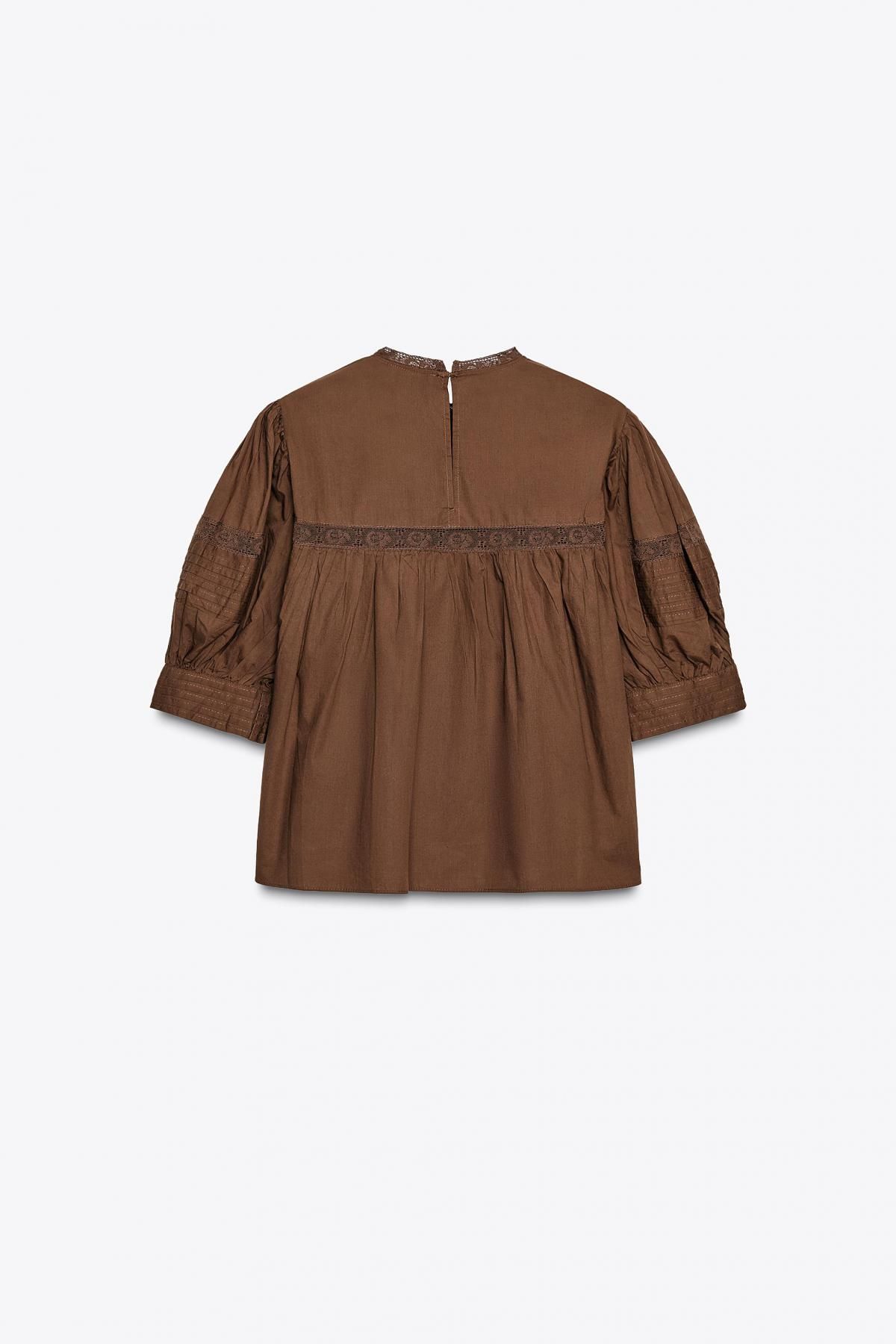 자라 로맨틱 레이스 코튼 브라운 블라우스 7521/281 BROWN 이미지 6