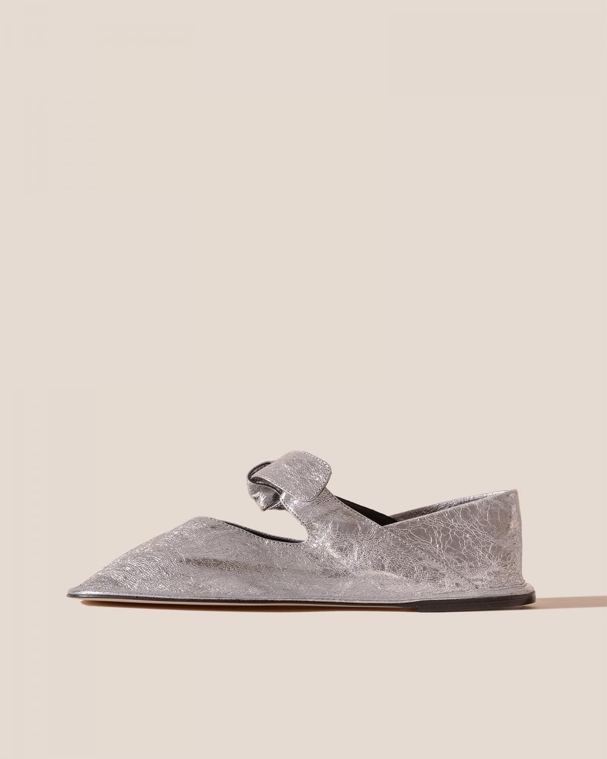 헤레우 라사다 링클 메탈릭 매듭 플랫슈즈 14896309567820 SILVER