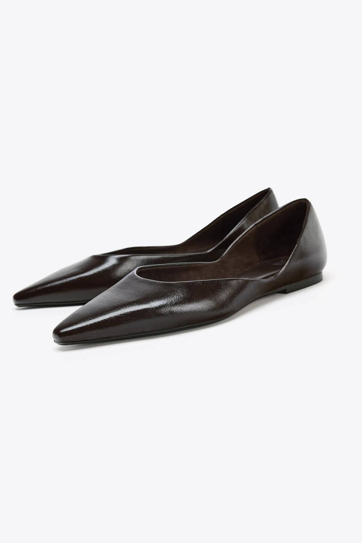 자라 포인트토 심플 로우 플랫슈즈 1515/610 CHOCOLATE BROWN - 상세 이미지 4