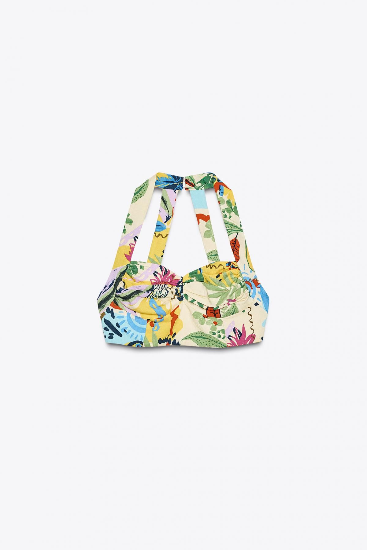 자라 트로피컬 프린트 크롭 브이넥 탑 8664/135 MULTICOLOURED - 메인 이미지