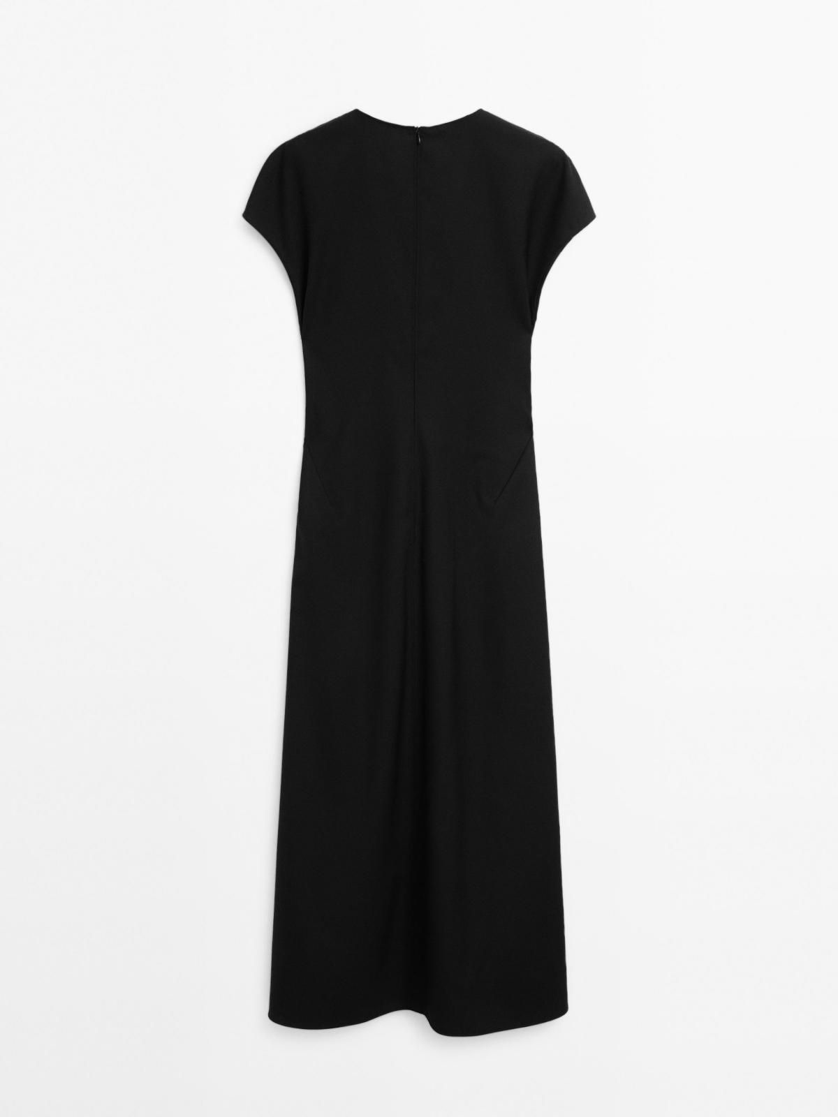 마시모두띠 울블렌드 롱 브이넥 원피스 6694/504 BLACK - 상세 이미지 4