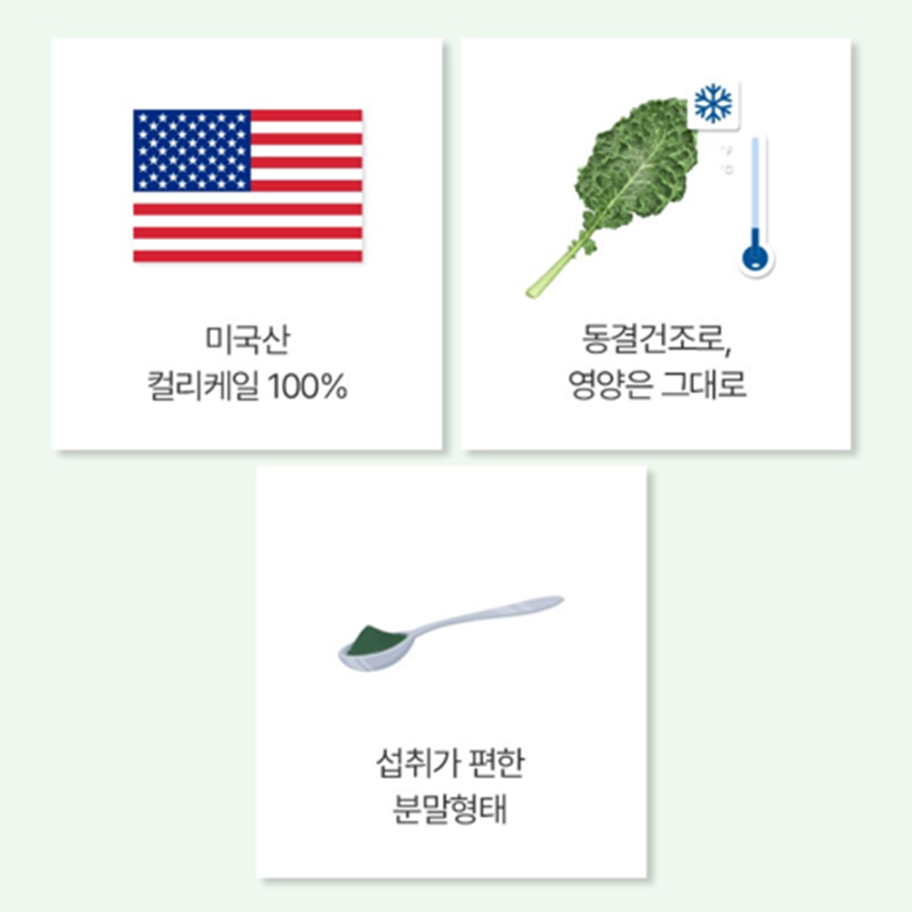 참굿즈 동결건조 곱슬 컬리 케일 분말 가루 100% 120g 3통 글루코시놀레이트 미국산 - 상세 이미지 3