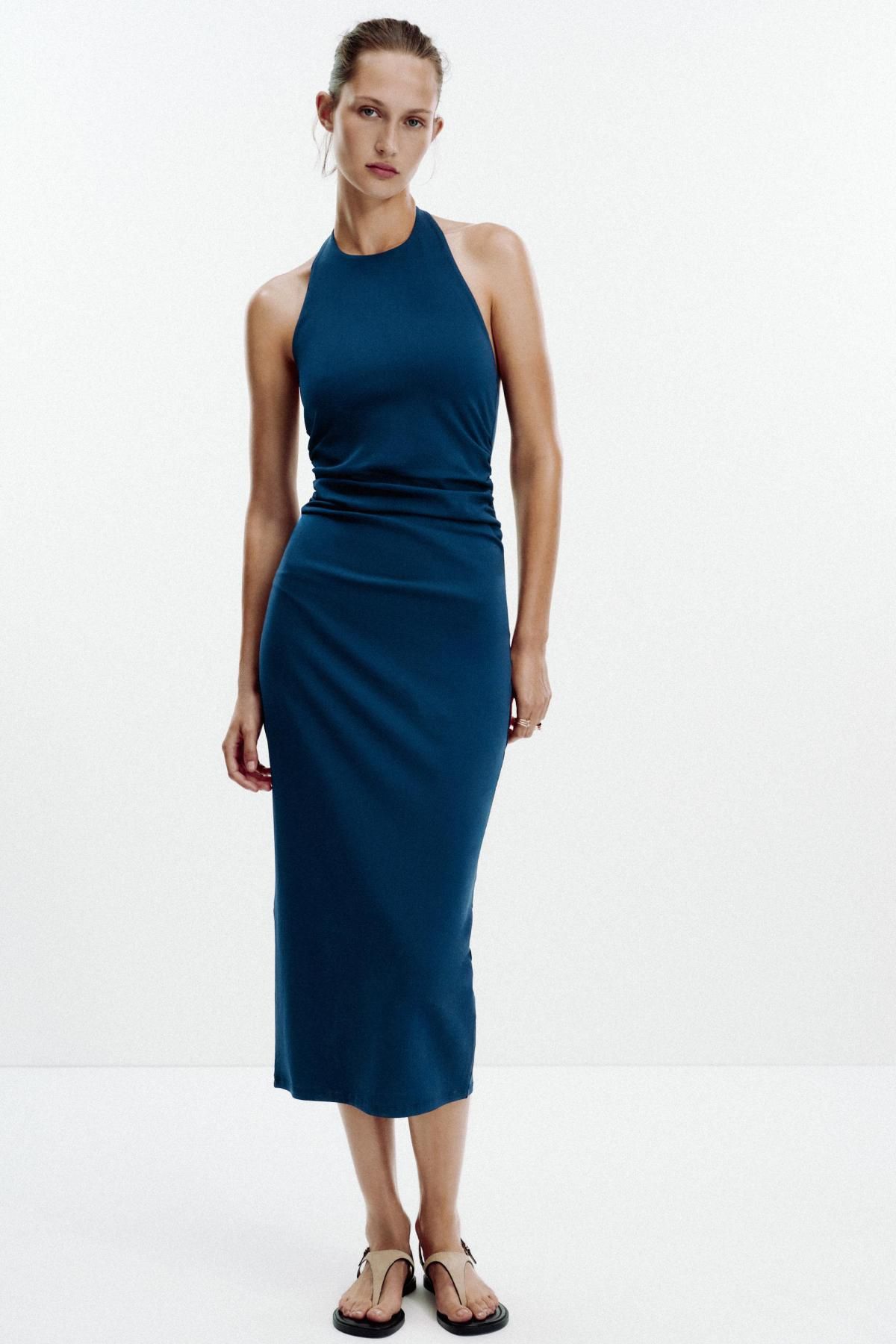 자라 드레이프 홀터넥 미디 원피스 3641/811 NAVY BLUE - 상세 이미지 2