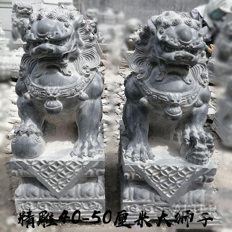 해태상 돌조각 해치 미니 석상 사자 조각상 대형 수호신 정면 머리 60x30x25cm 한 쌍 - 상세 이미지 3