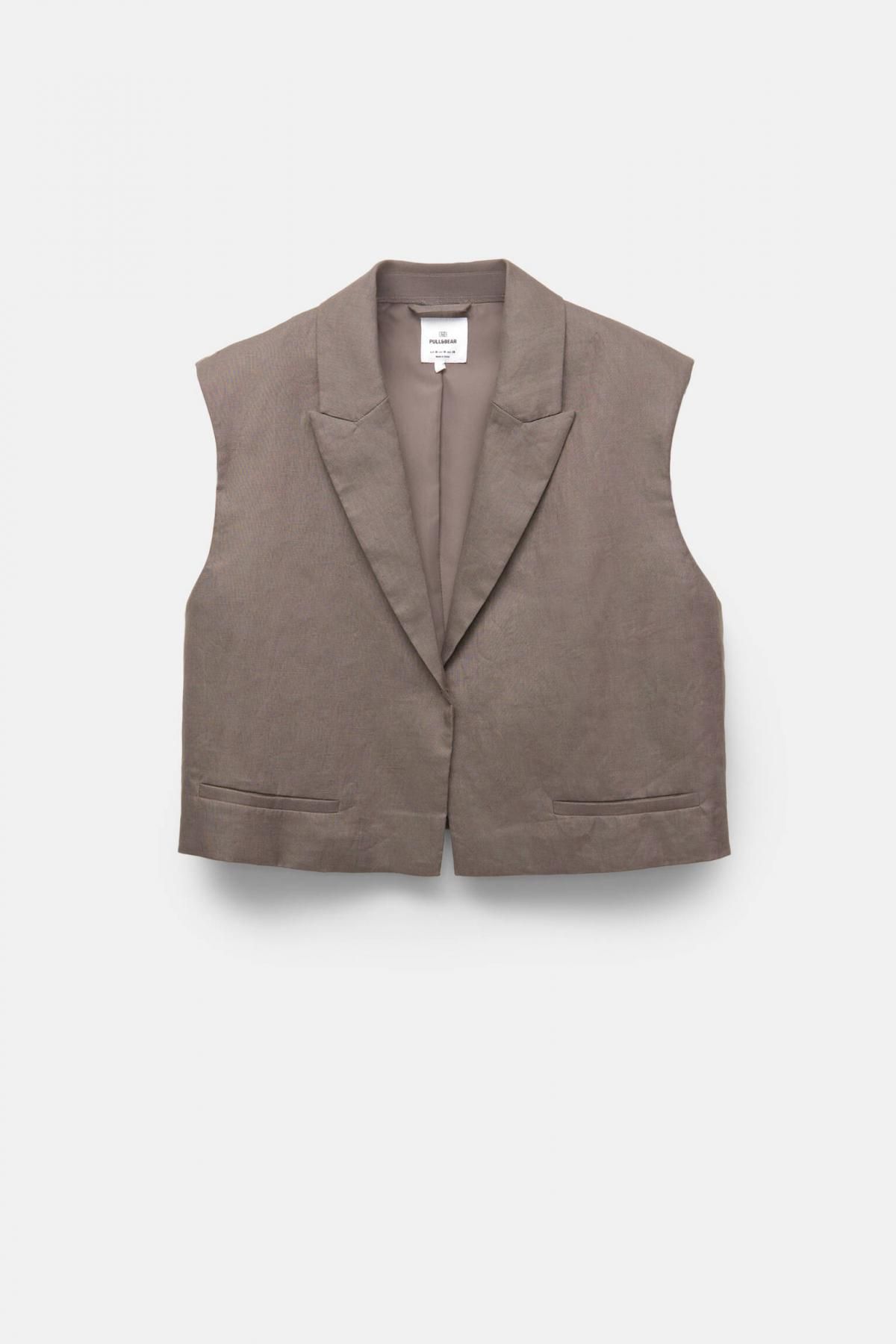 풀앤베어 내추럴 린넨 크롭 베스트 7801/300 TAUPE - 메인 이미지