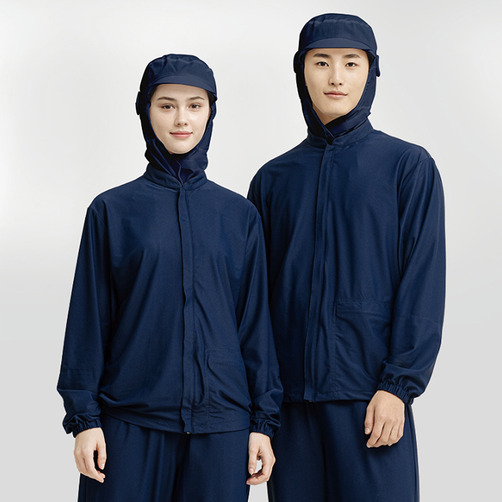 쿨스판 네이비 차이나긴팔위생복 식품회사 가공공장 HACCP 위생복 - 상세 이미지 2