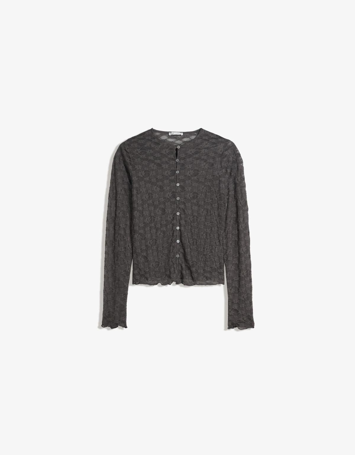 버쉬카 레이스 라운드넥 크롭 카디건 6978/714 DARK GREY - 메인 이미지