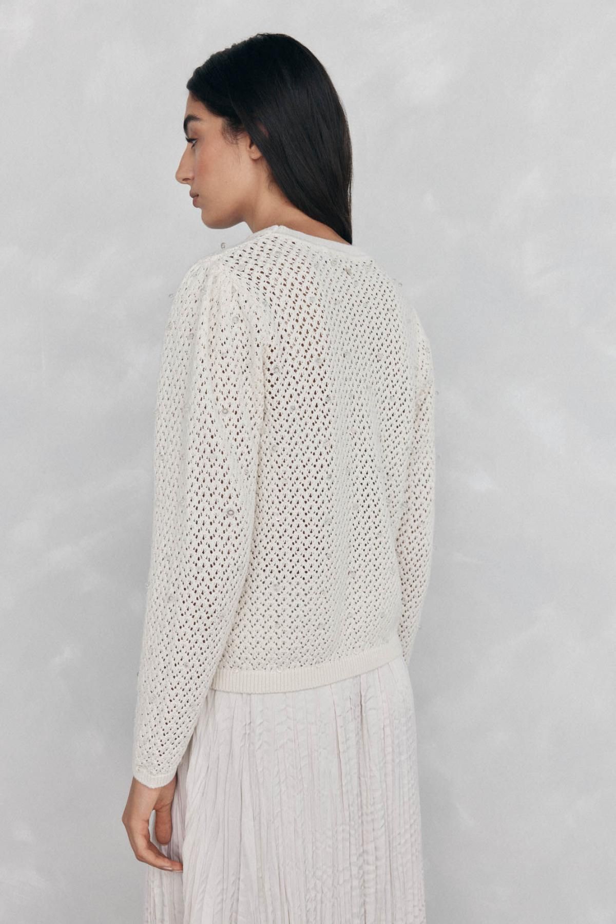 페드로 델 이에로 크리스탈 펀칭 라운드넥 니트 스웨터 3512895 BEIGE - 상세 이미지 5