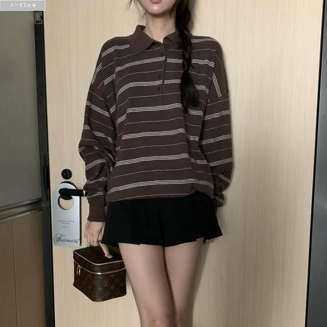 언디 단가라 루즈핏 럭비 니트 6col 가을 봄 카라넥 빈티지 데일리 제이플로우 이미지 7