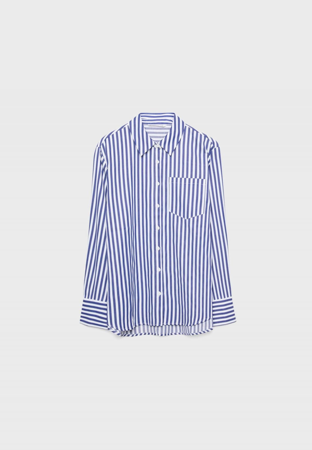 스트라디바리우스 스트라이프 오버핏 포플린 긴팔 셔츠 6010/635 NAVY BLUE - 메인 이미지