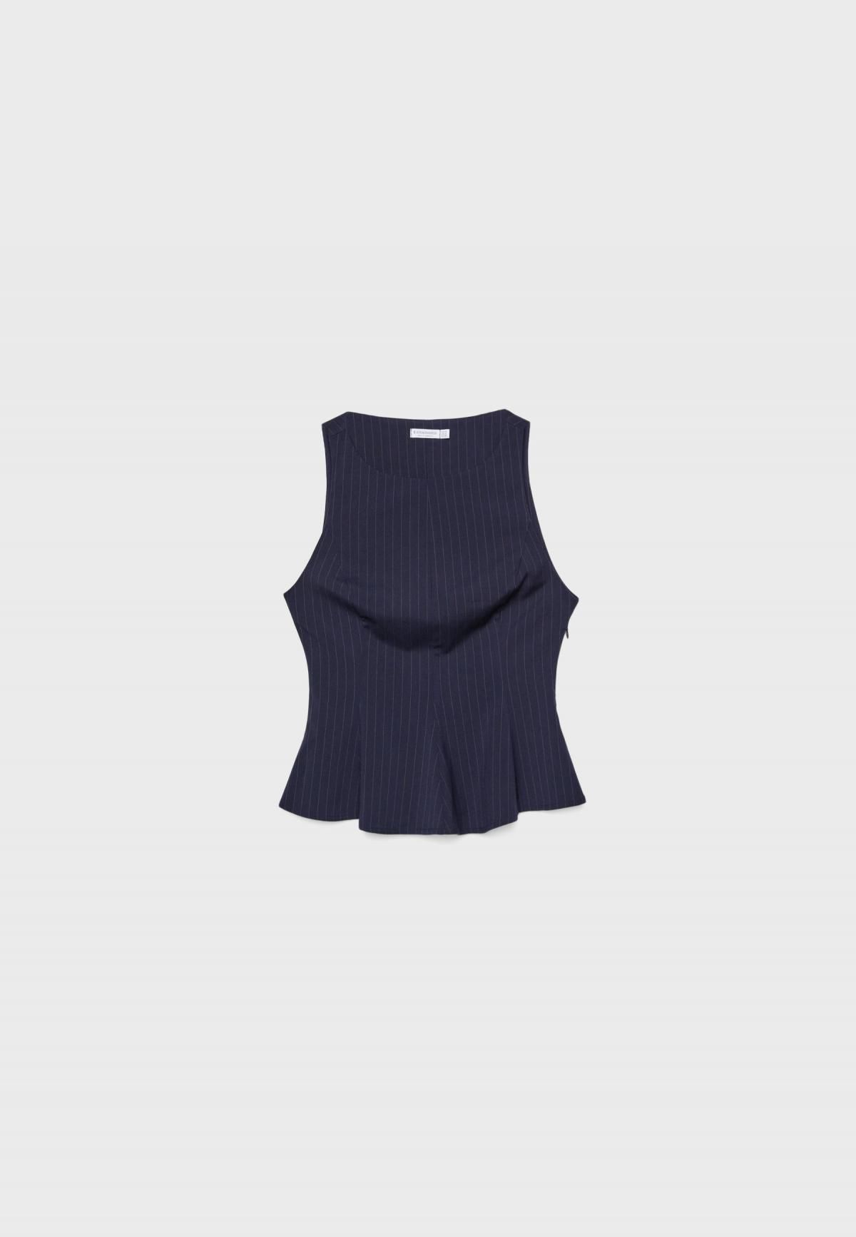 스트라디바리우스 페플럼 네이비 스트라이프 민소매 탑 6047/812 NAVY BLUE - 상품 이미지