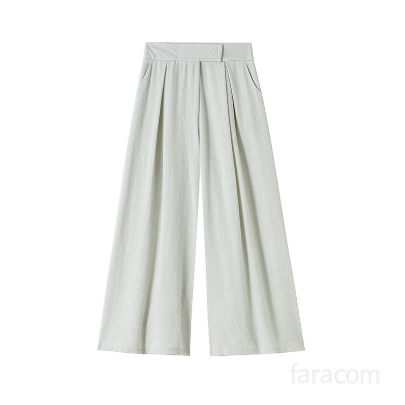 여성 하이웨스트 와이드팬츠 여름용 실크코튼 린넨 소재로 시원한 착용감 드레이프 스타일 캐주얼 팬츠 통바지 데일리룩으로 적합한 루즈핏 - 상세 이미지 4