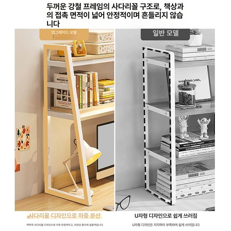 책상위 선반 철제 공간정리 사무실 사다리꼴 테이블 책상 정리함 벽걸이 이중 레드오크 55CM 길이 60CM - 상세 이미지 3