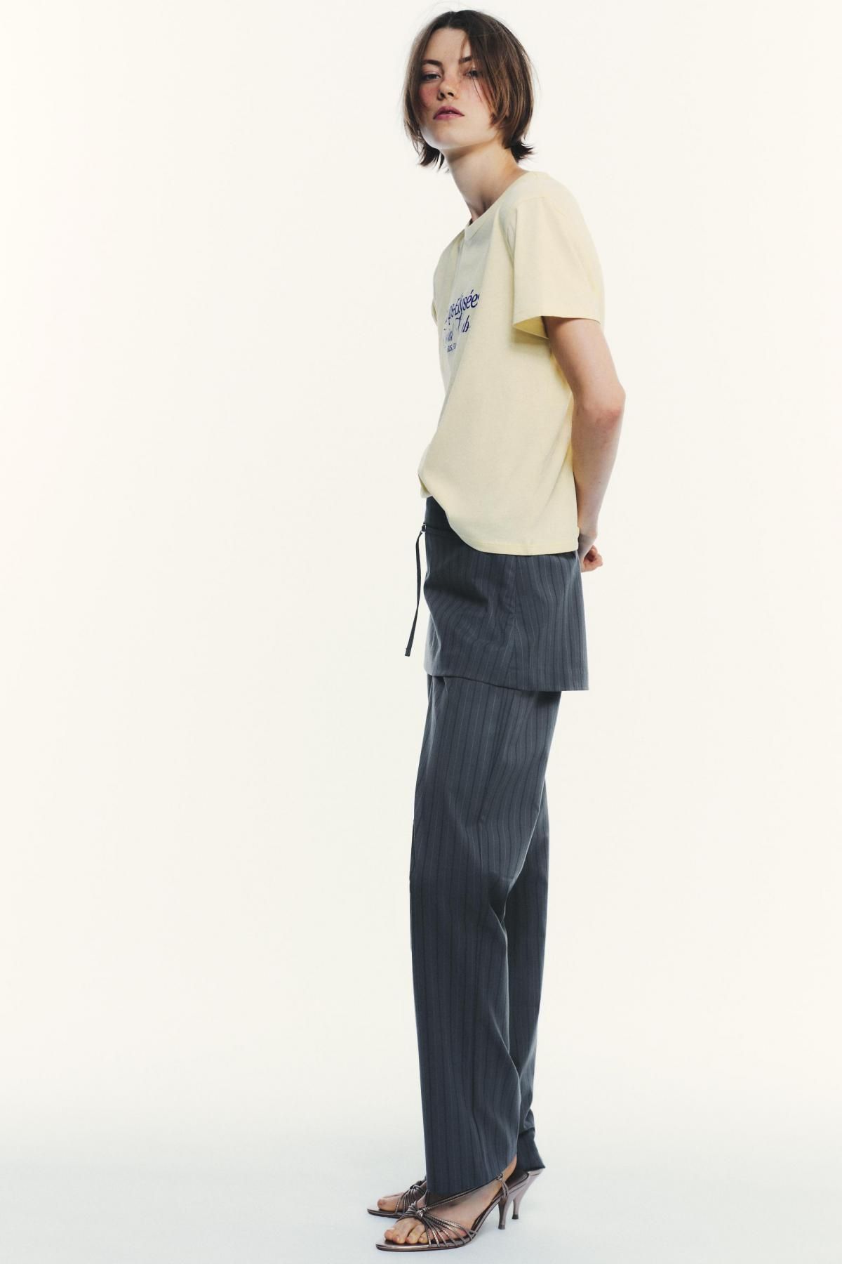 자라 핀스트라이프 레이어드 스커트 팬츠 3152/509 BLUE / GREY - 상세 이미지 4