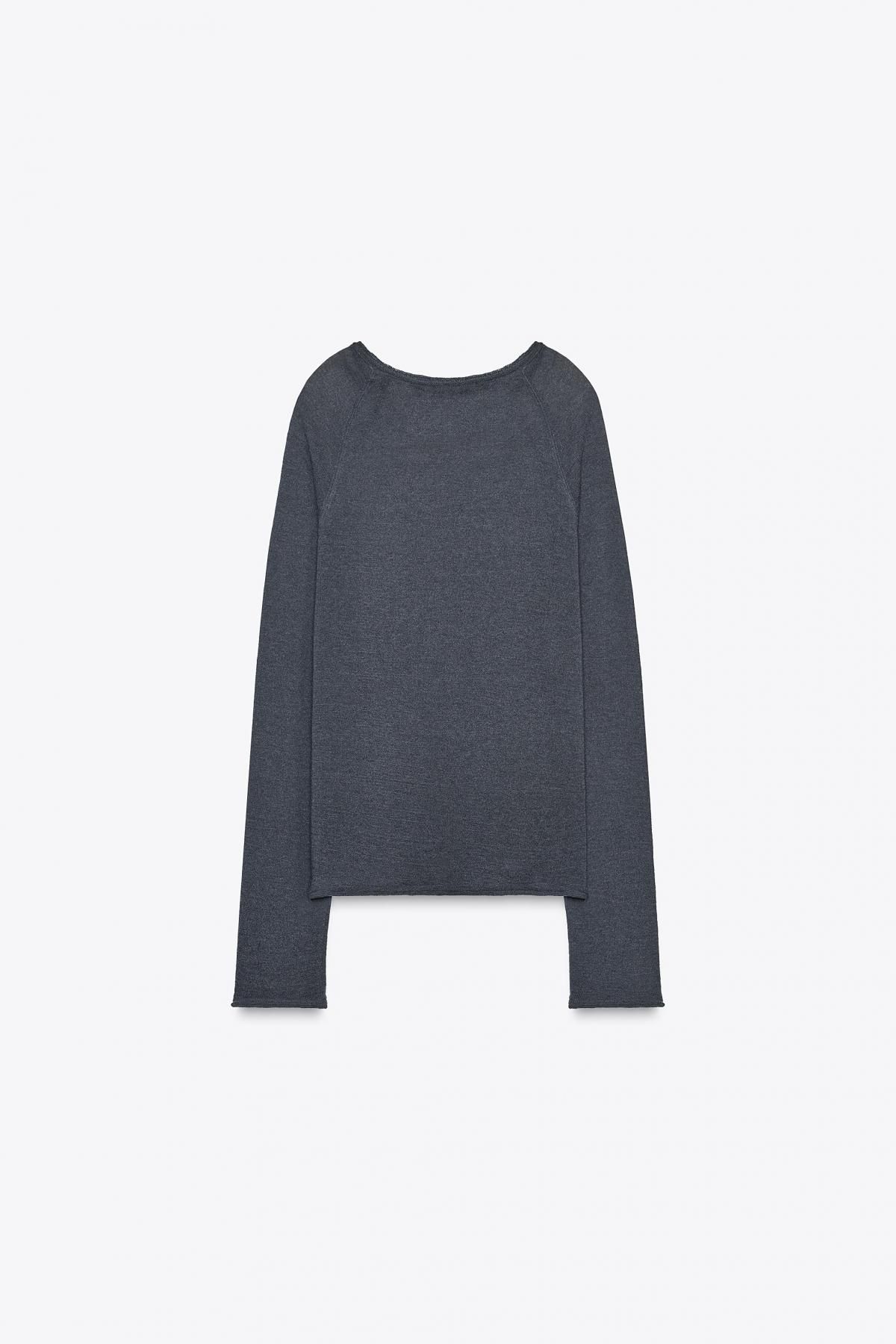 자라 울블렌드 라운드넥 긴팔 티셔츠 4786/454 ANTHRACITE GREY 이미지 7