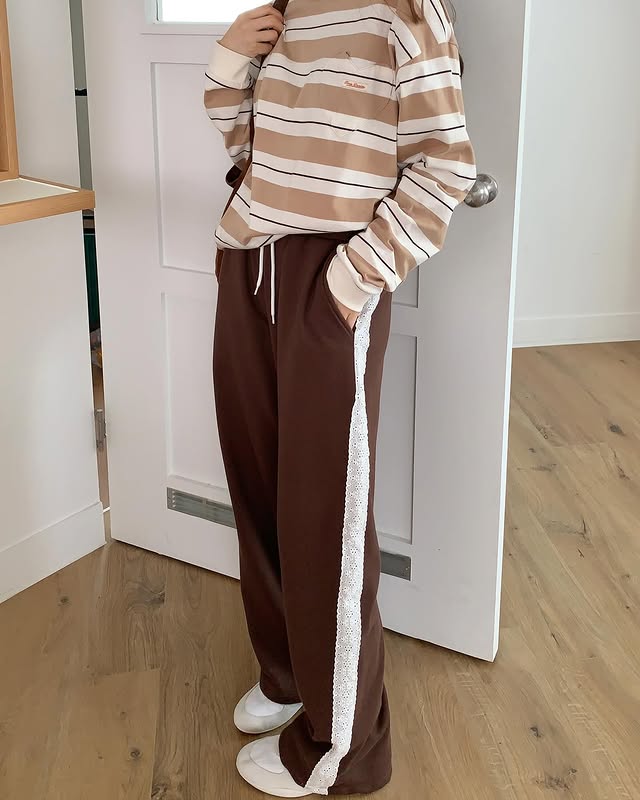 폼스튜디오 레이스 트랙 와이드 트레이닝 팬츠 통바지 - 상세 이미지 5