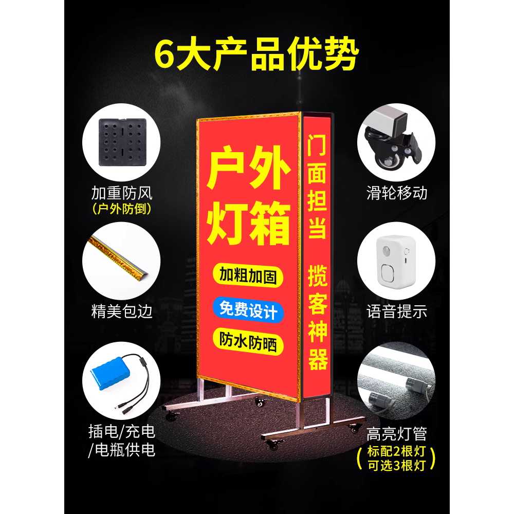 LED 입간판 배너 수직 음식점 프레임 대형 사이즈 60x120cm LED 2개 (5m) - 상세 이미지 2