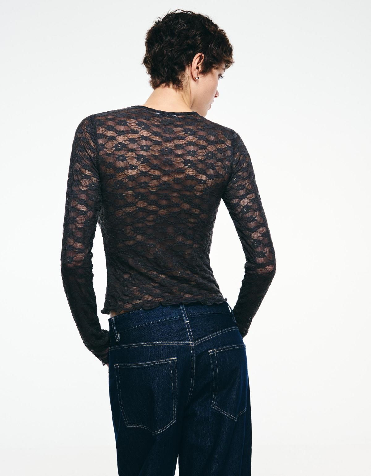 버쉬카 레이스 라운드넥 크롭 카디건 6978/714 DARK GREY - 상세 이미지 5