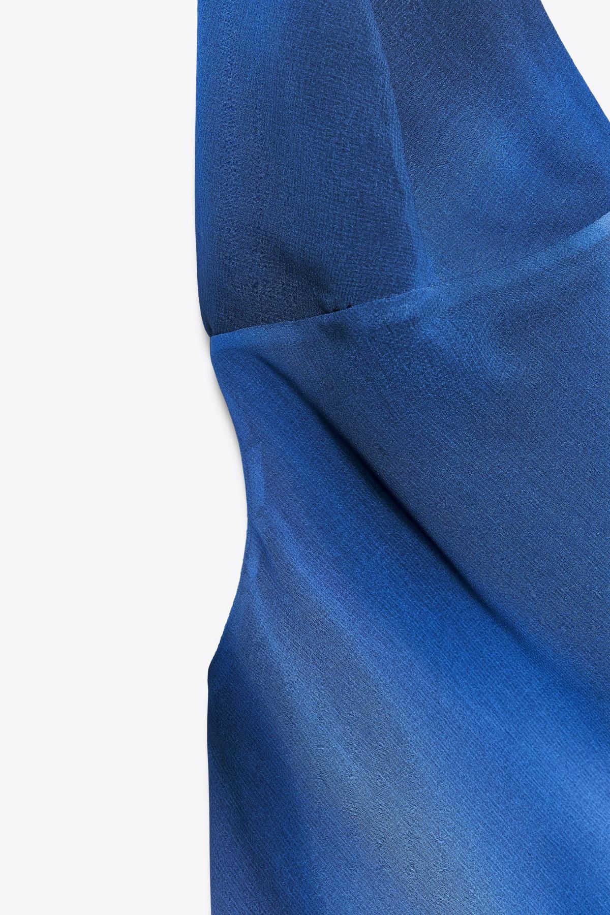자라 실키 새틴 프린티드 홀터넥 롱 원피스 8222/122 BLUES 이미지 6