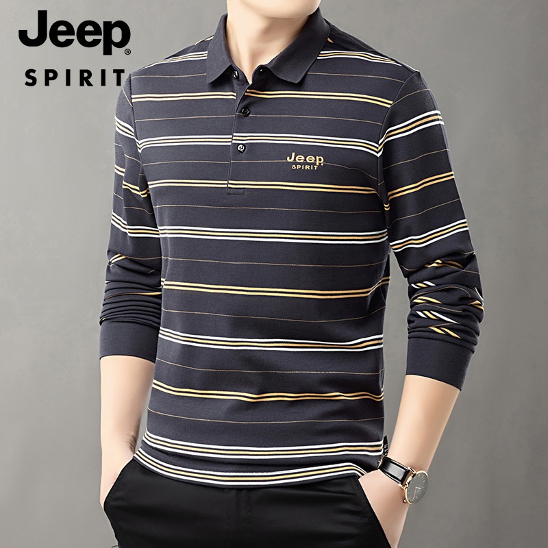 JEEP SPIRIT 봄 가을 남성용 폴라 셔츠 비즈니스 캐주얼 심플 통기성 티셔츠 - 상세 이미지 4