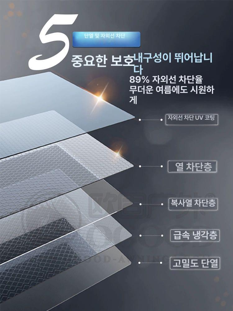 발코니 캐노피 입구 야외 어닝 상단 차양막 베란다  400x1200 전체 투명 상하설치 - 상세 이미지 3