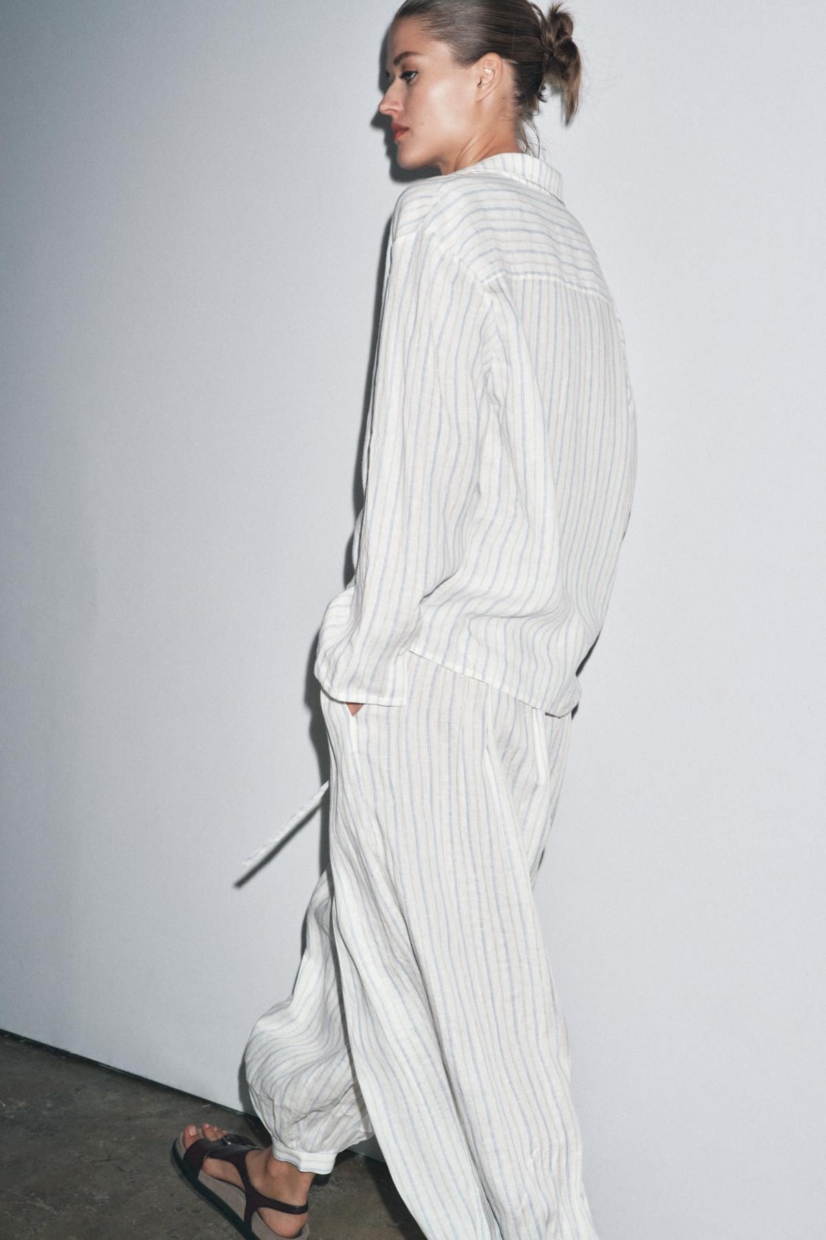 자라 린넨 스트라이프 벌룬 팬츠 3736/249 STRIPED - 상세 이미지 3