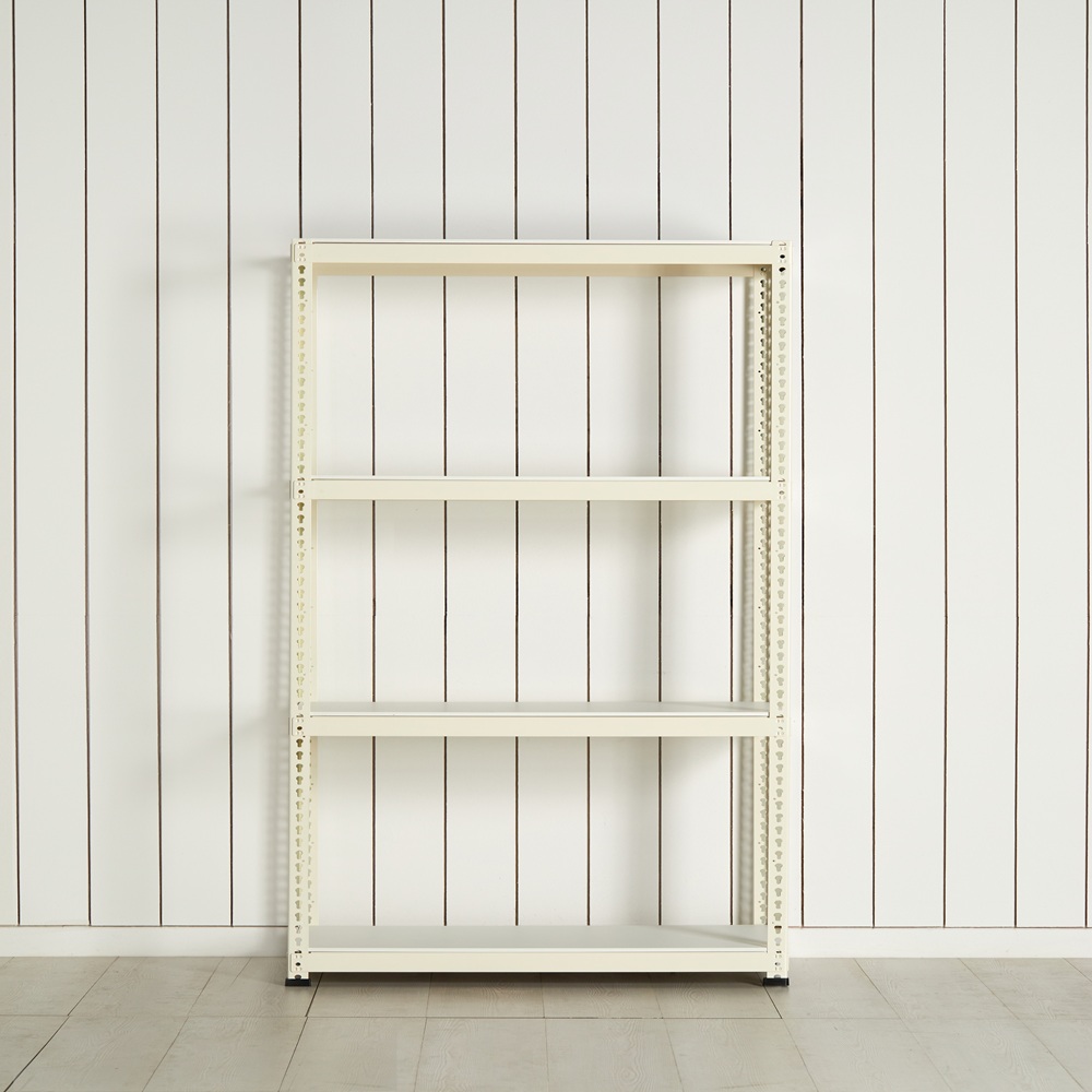 폴던스랙 올스틸 홈 카페 거실 수납 선반 인테리어 선반장 1000x400x1500mm, 4단, 아이보리 - 상품 이미지