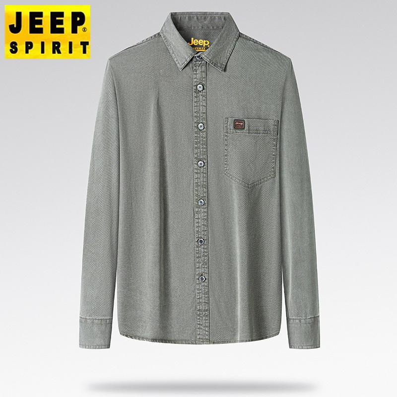 JEEP SPIRIT 2025년 봄 가을 남성 긴팔 셔츠 중년 비즈니스 캐주얼 셔츠 - 상세 이미지 4