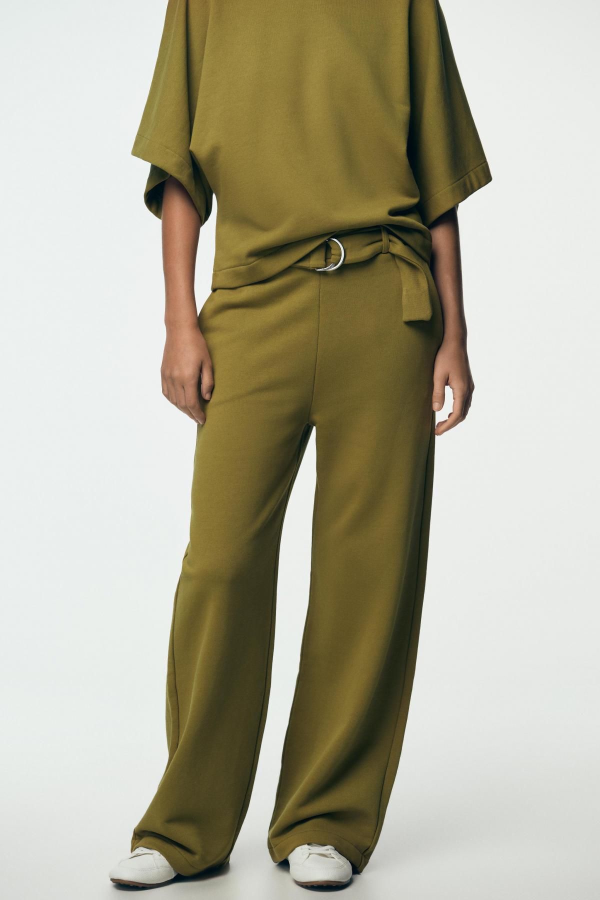 자라 오버핏 라운드넥 반팔 스웨트셔츠 2335/670 OLIVE GREEN - 상세 이미지 4