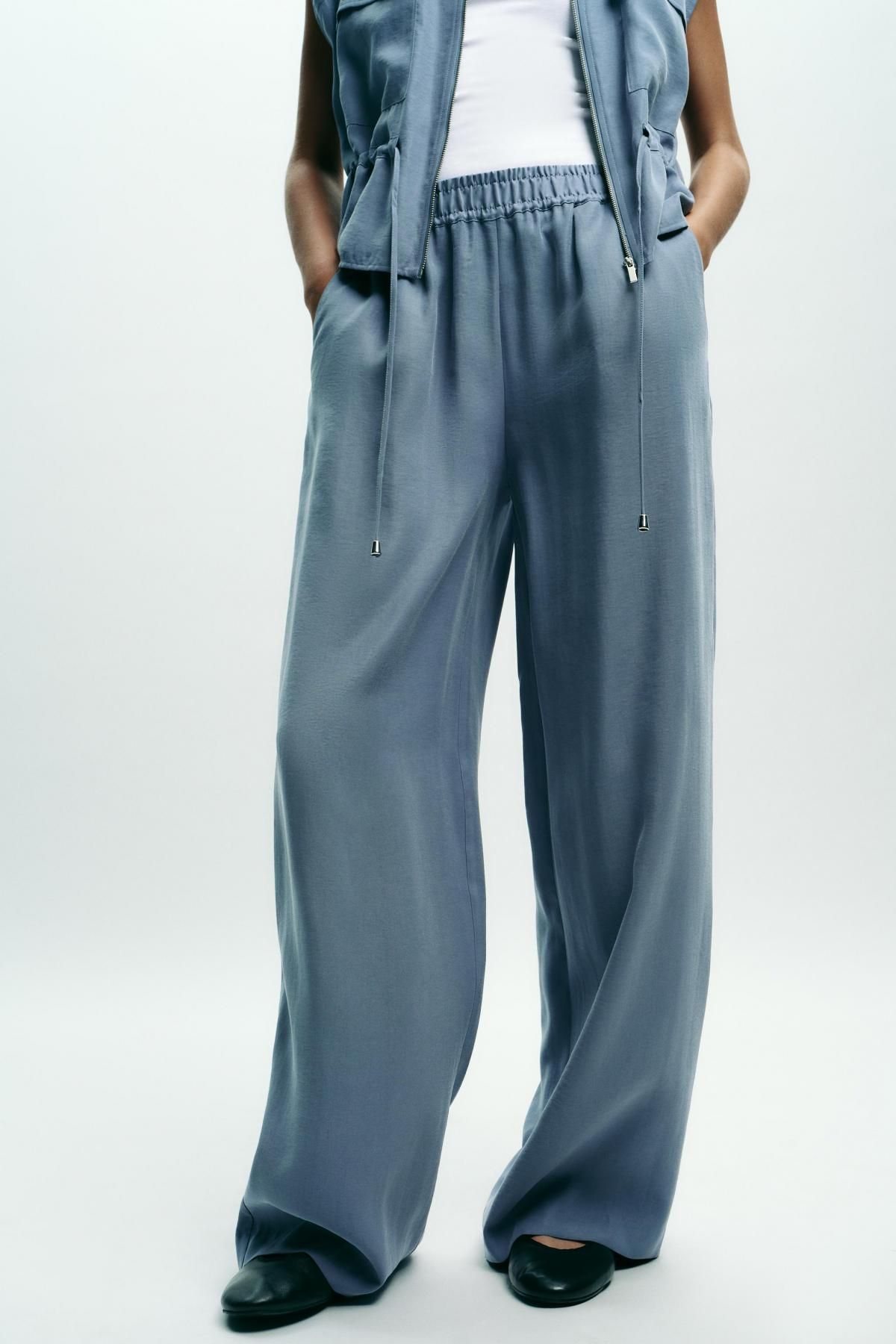 자라 소프트터치 하이웨이스트 와이드 팬츠 1971/361 BLUE / GREY - 메인 이미지