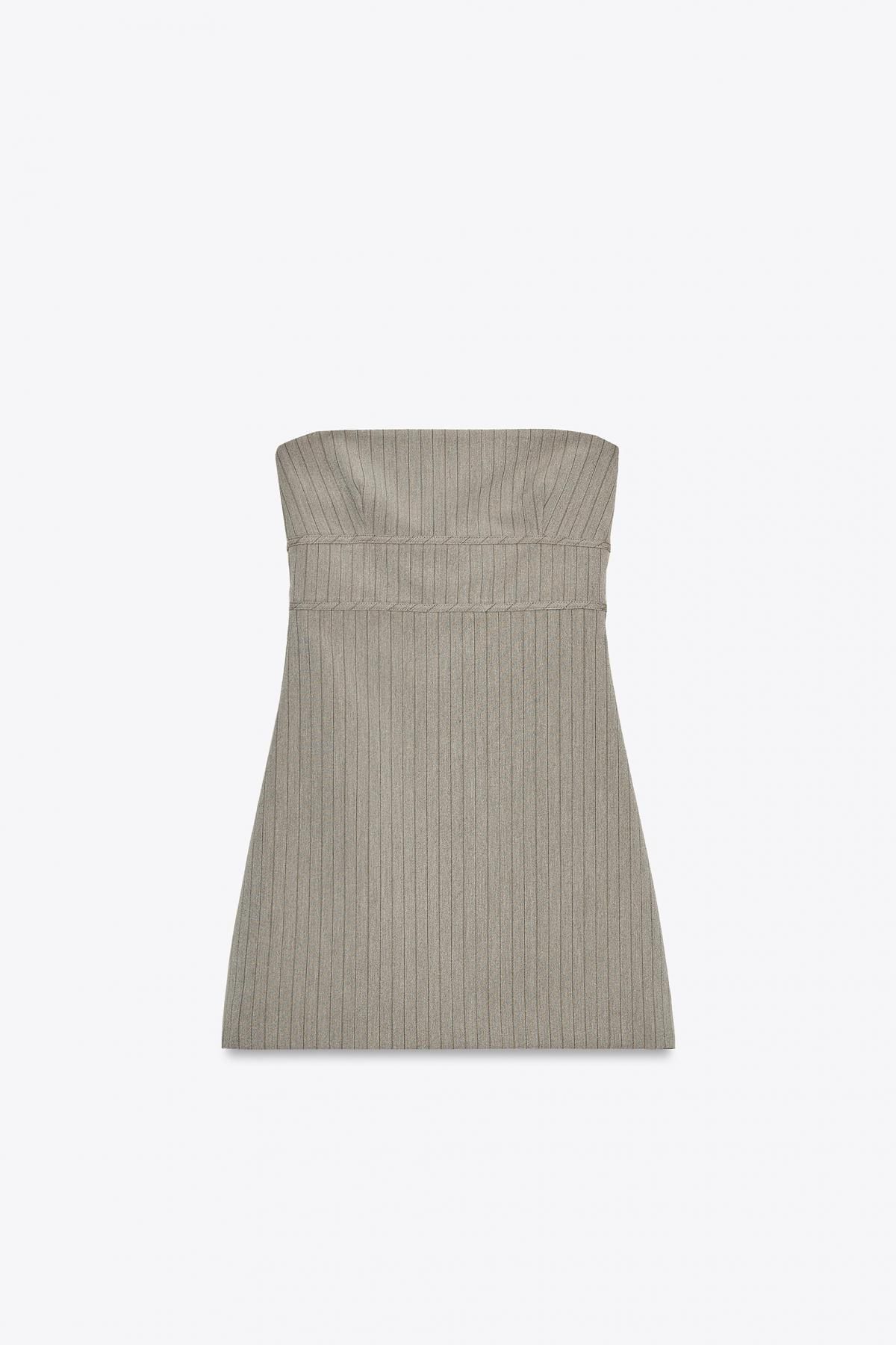자라 핀스트라이프 미니 스트랩리스 원피스 8684/146 DARK GREY - 메인 이미지