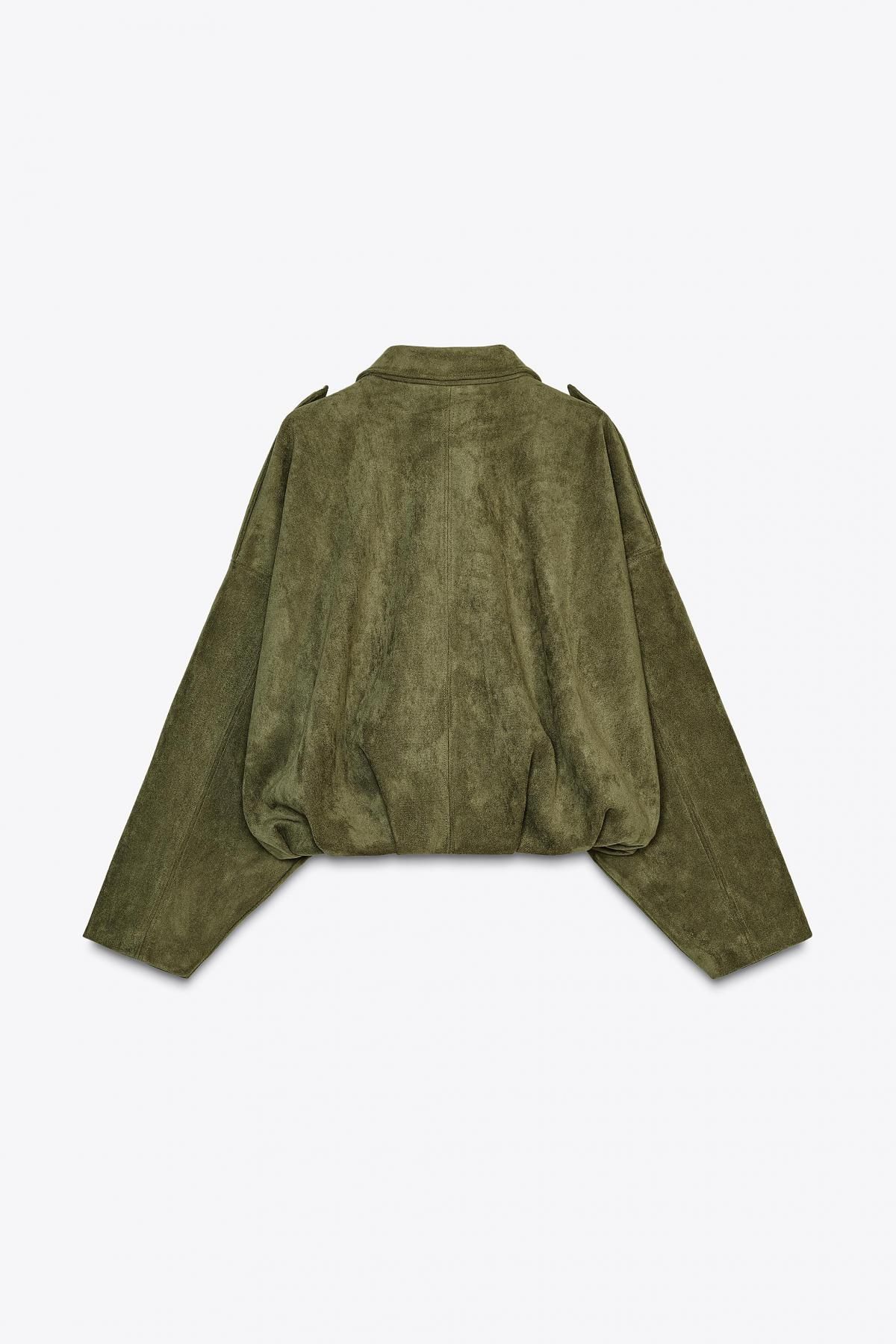 자라 스웨이드 이펙트 오버핏 볼륨 봄버 재킷 4344/655 MID KHAKI - 상세 이미지 4