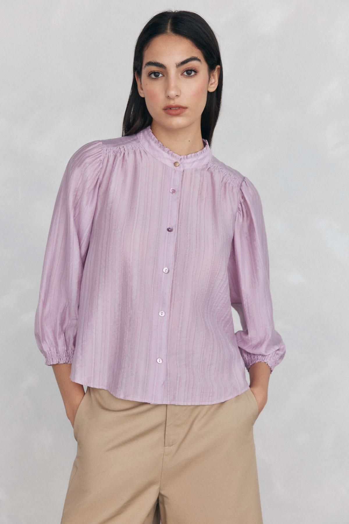 페드로 델 이에로 로맨틱 스트라이프 라벤더 블라우스 6632944 MORADO - 메인 이미지