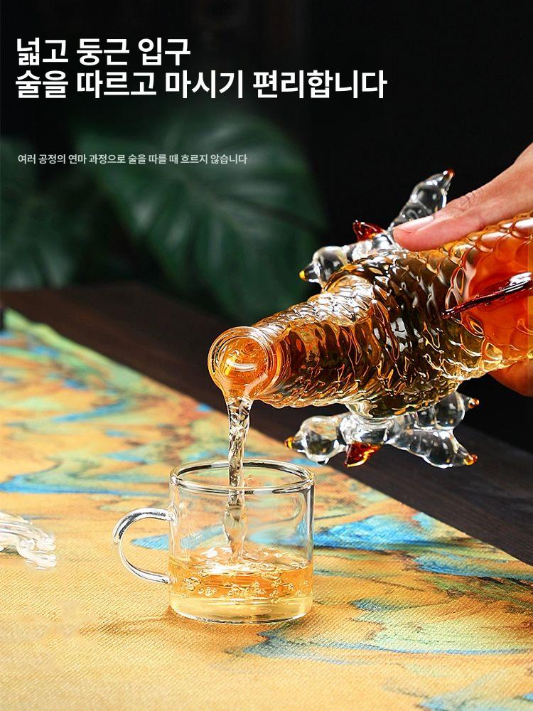 담금주병 용모양 술병 담금주 양주 예쁜 채룡 담금소주용기 투명 인삼주 1.0kg 일반형 채색룡 - 상세 이미지 4