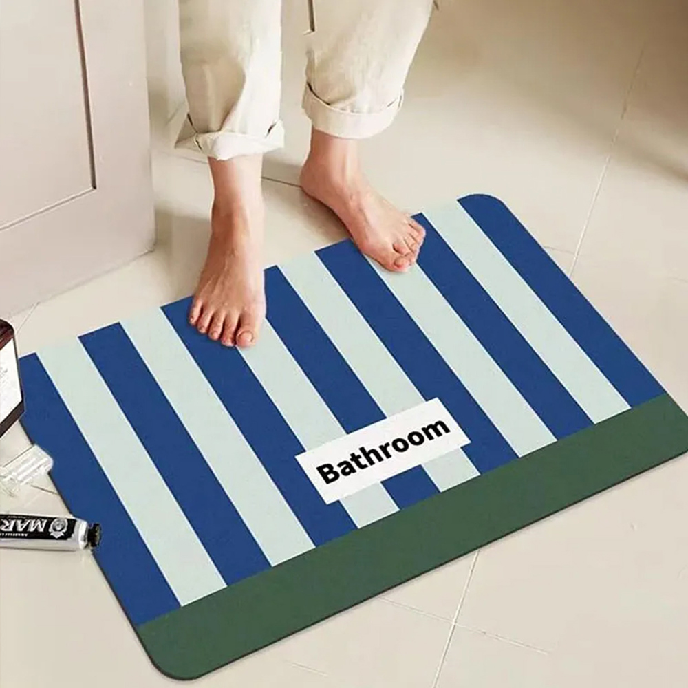 빨아쓰는 규조토 발매트 발수건 워셔블 러그 먼지없는 PVC 욕실 매트 스카이블루, 60x40cm - 상세 이미지 2