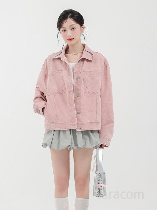 여성 루즈핏 레트로 데님 자켓 가을 데일리 아우터 캐주얼 스타일 여고생 올매치 코디 시크한 청자켓 패션 모던한 디자인 - 상세 이미지 2