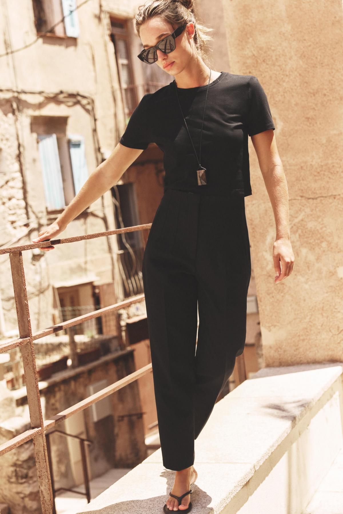 자라 하이웨이스트 테크니컬 팬츠 1478/631 BLACK - 상세 이미지 4