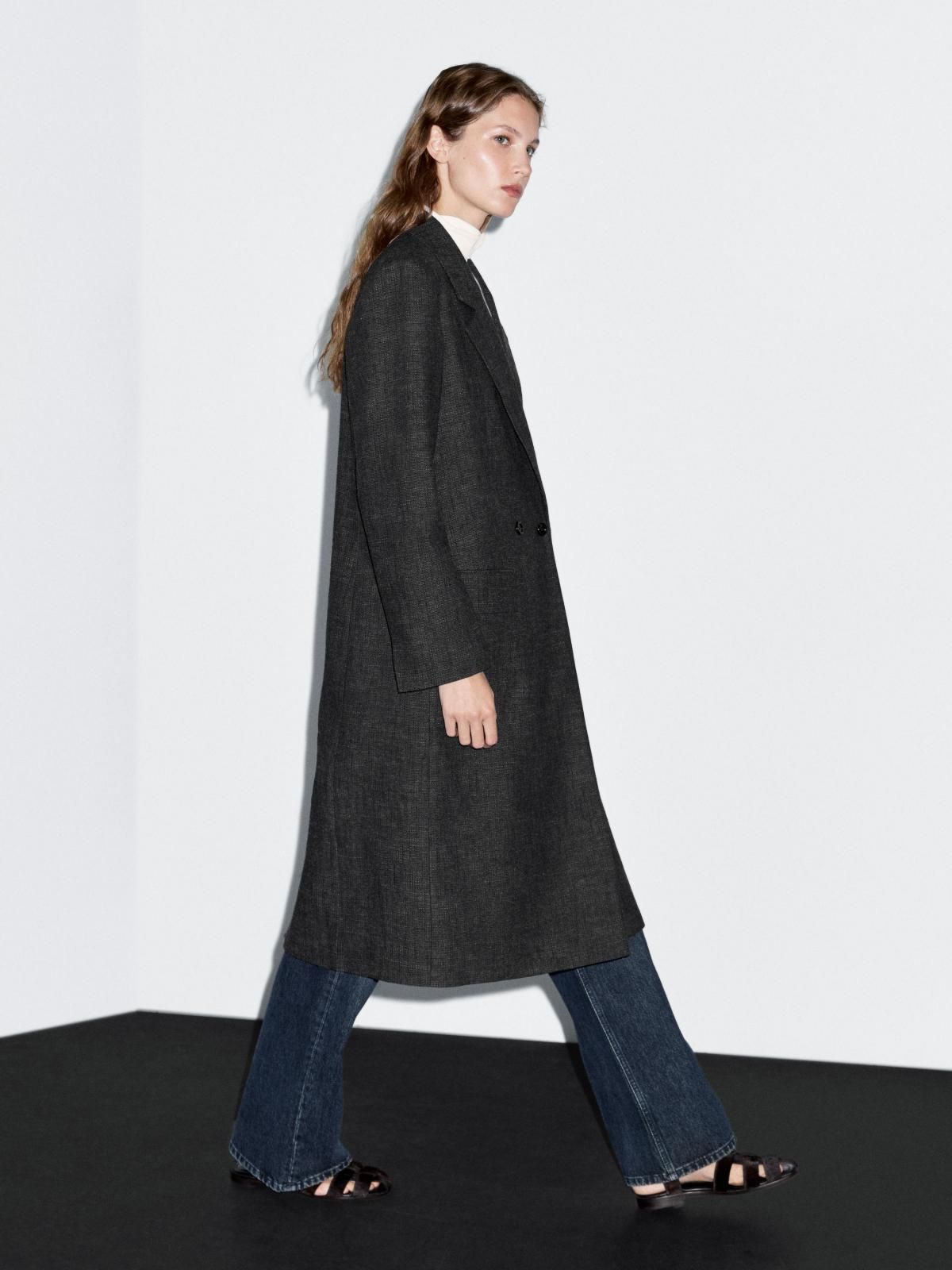 마시모두띠 코튼블렌드 헤링본 롱 테일러드 코트 6451/858 DARK GREY - 상세 이미지 3