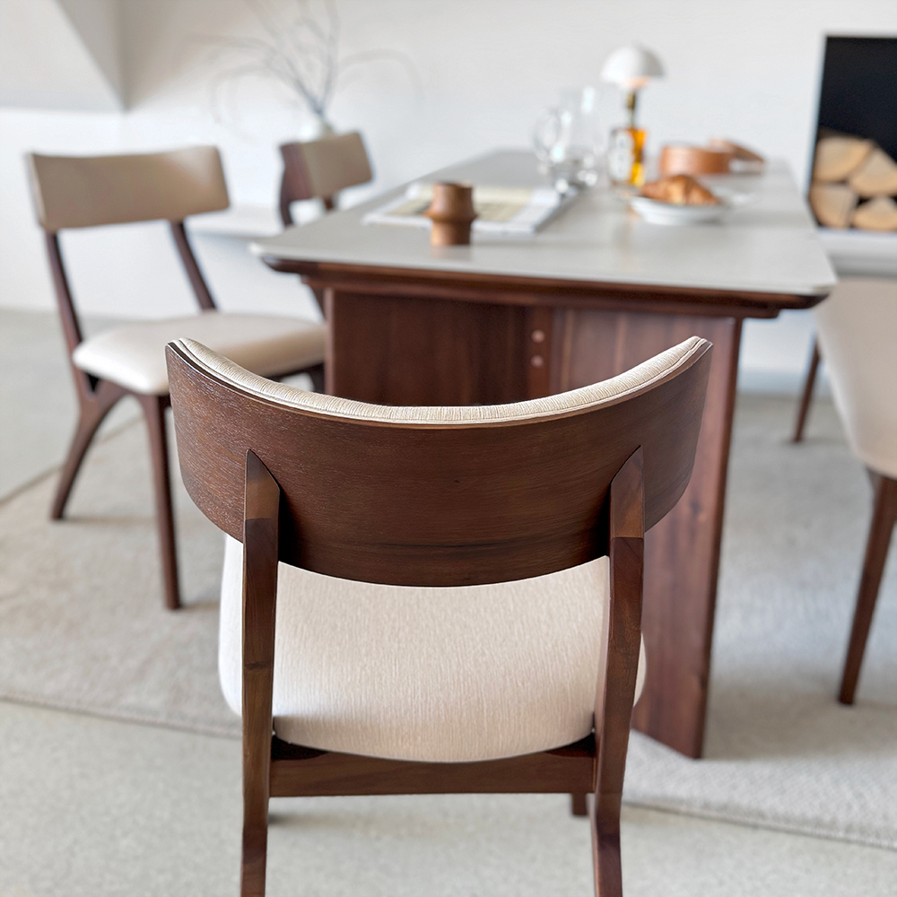 로포텐 브루클린 양면 세라믹식탁 세트 원목 4인용 식탁 포세린 1400 의자2 벤치