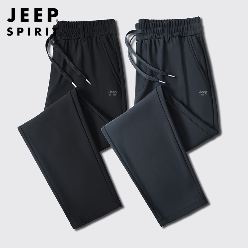 JEEP SPIRIT 오버핏 바지 캐주얼 남성 면 봄 가을 두꺼운 스포츠 팬츠 - 상품 이미지