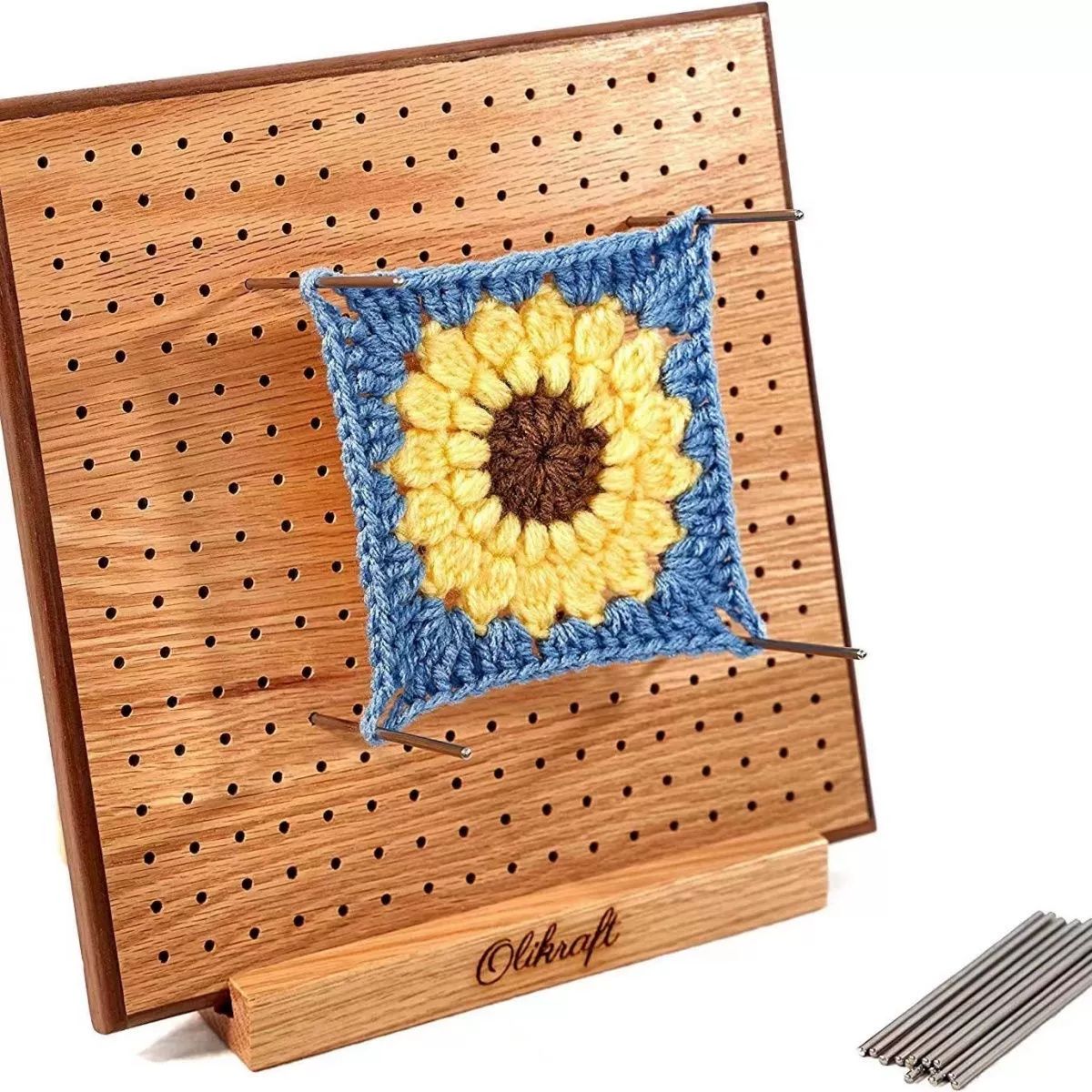 블로킹매트 보드 뜨개블로킹 셰이퍼 키트 수공예 뜨개 20x20cm 바늘8개포함 길이15cm - 상품 이미지