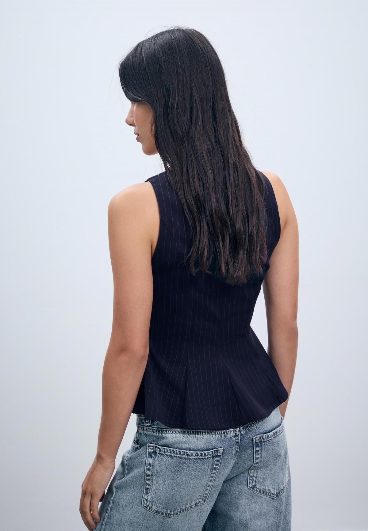 스트라디바리우스 페플럼 네이비 스트라이프 민소매 탑 6047/812 NAVY BLUE - 상세 이미지 5