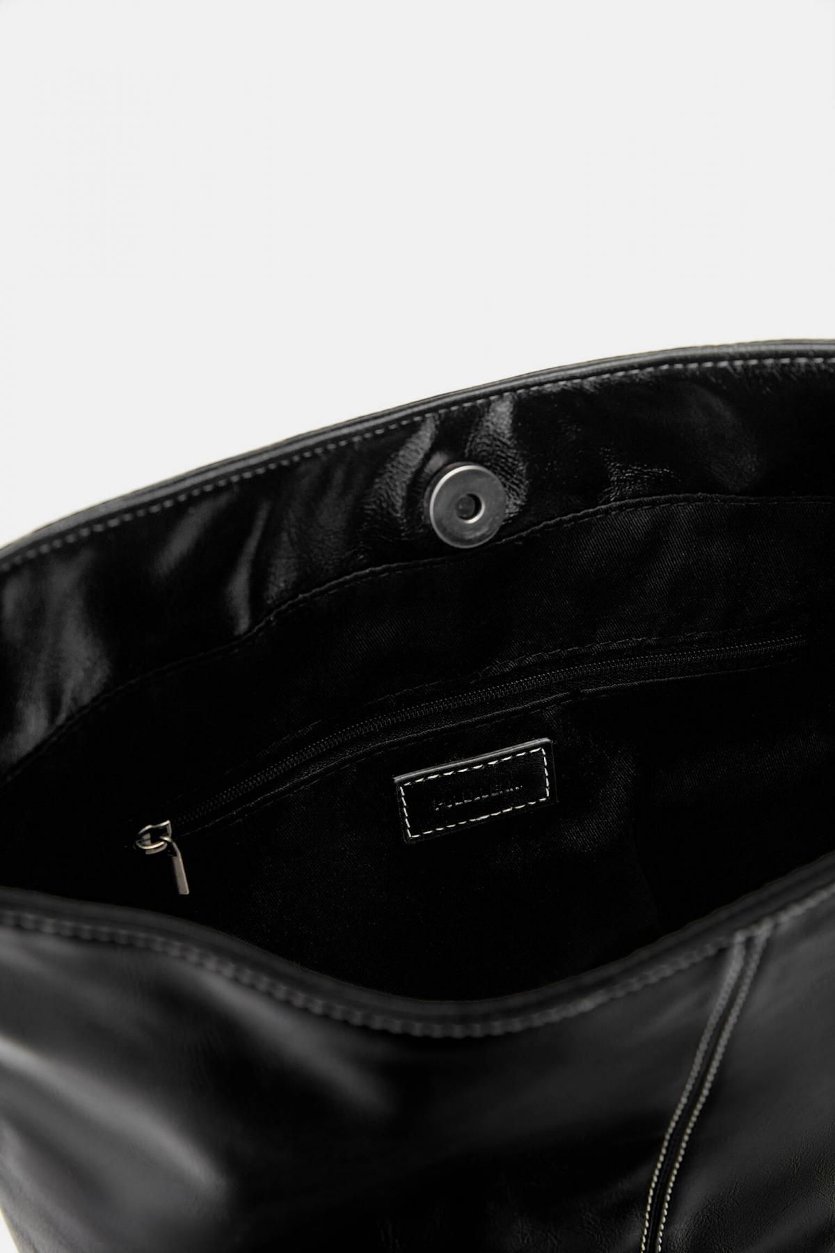 풀앤베어 시크 블랙 스티치 토트백 4092/640 BLACK - 상세 이미지 4