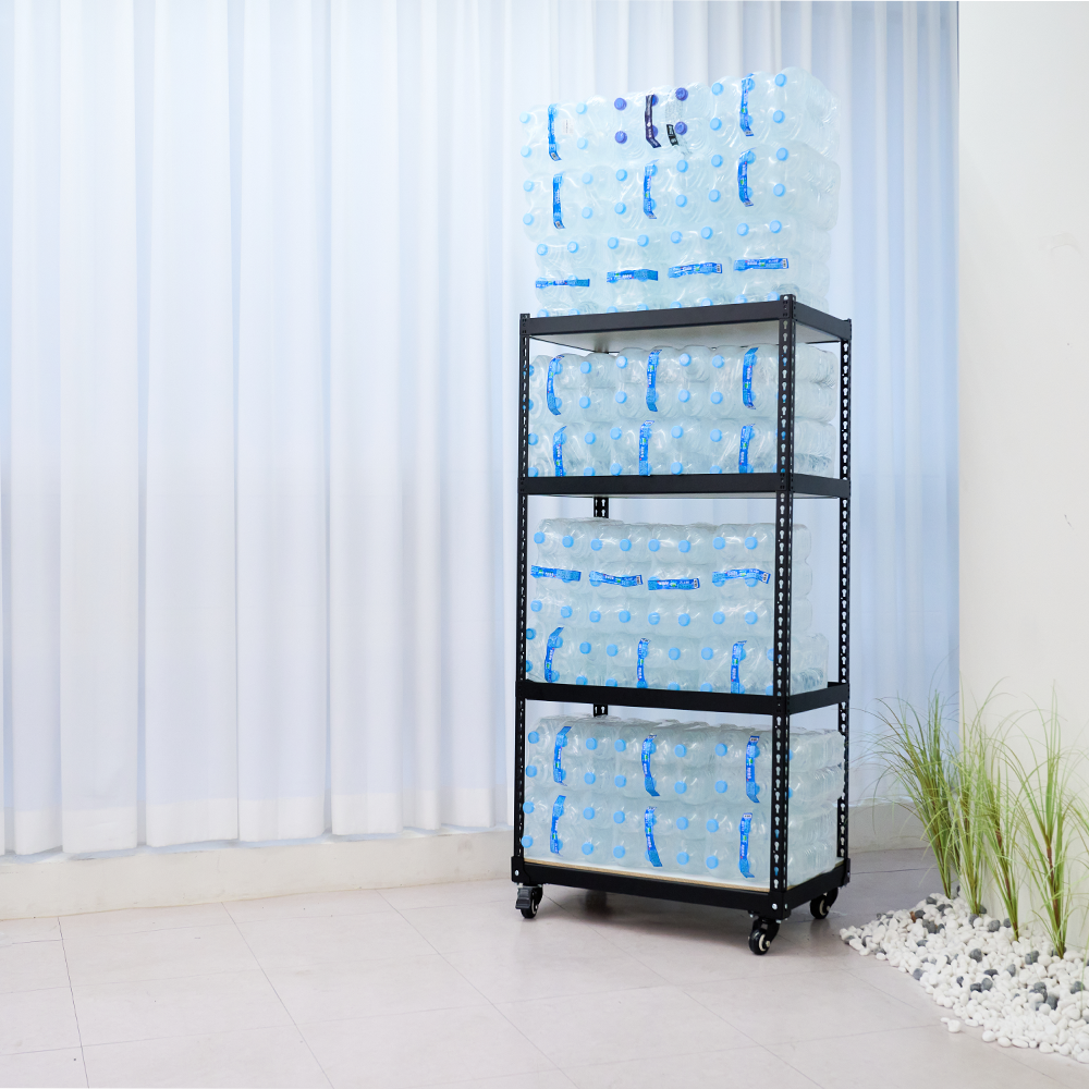 폴던스랙 올스틸 올블랙 홈 카페 거실 수납 선반 인테리어 선반장 450x300x1200mm, 4단, 블랙 - 상세 이미지 4