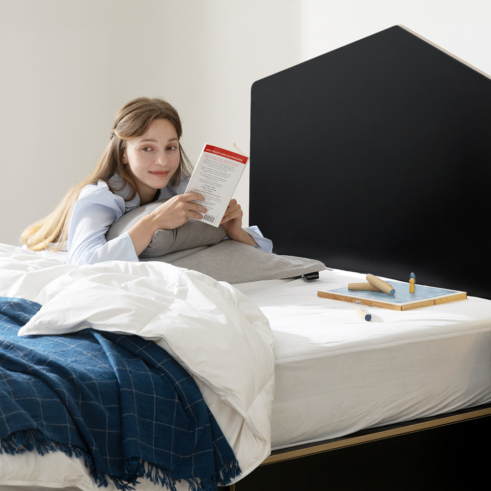 무디켄 도도도 수납형 서랍 호텔 침대 프레임 (+방수커버) 원형, SS 슬라이딩, 블랙+우드엣지